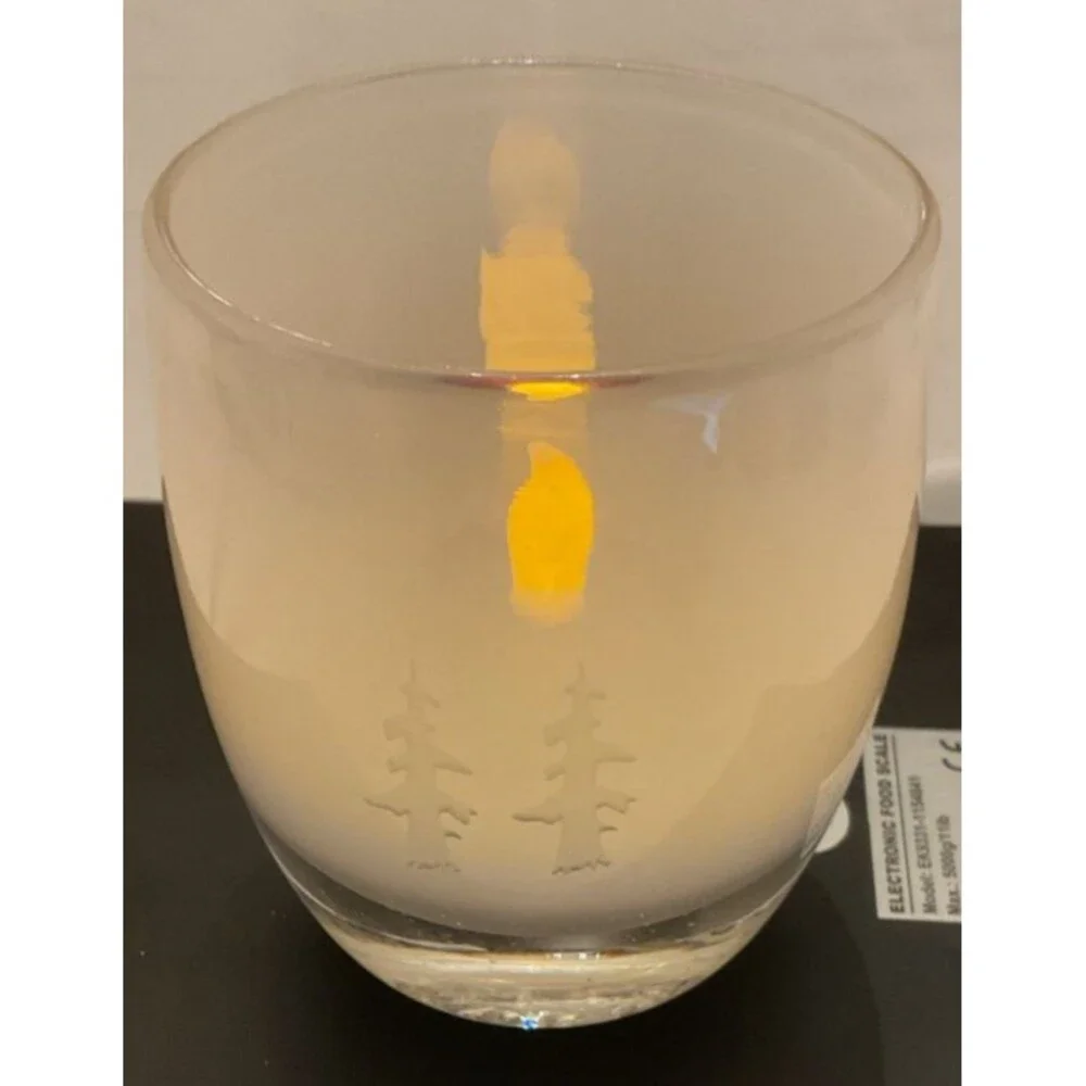 Retired Pre-Triskelion Glassybaby “Grove” Etched Holiday Votive With Name Disc
